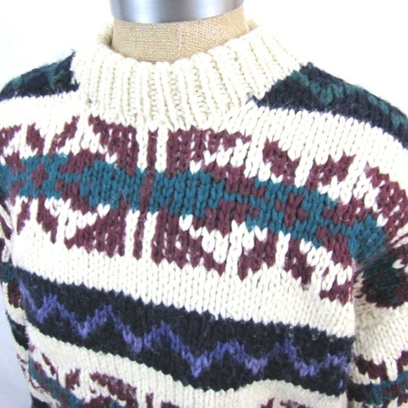 SISANDINA Sweater L Heavy Knit Wool Ecuador Large - Picture 4 of 7